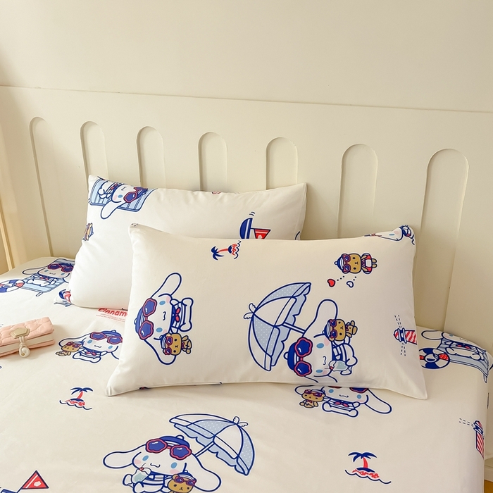 91家纺网 家纺一手货源 找家纺 博雅 2023新款三丽鸥卡通全棉四件套系列-第三批 度假玉桂狗