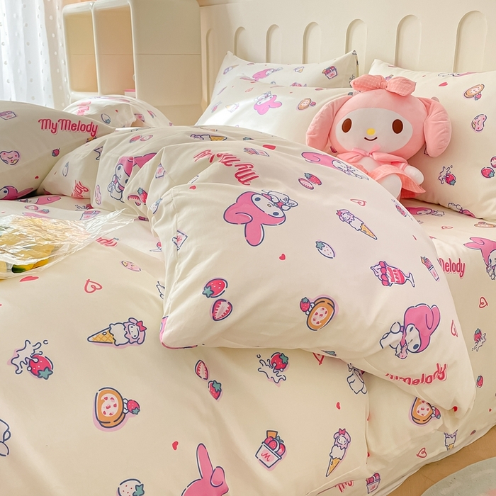 91家纺网 家纺一手货源 找家纺 博雅 2023新款三丽鸥卡通全棉四件套系列-第三批 草莓美乐蒂