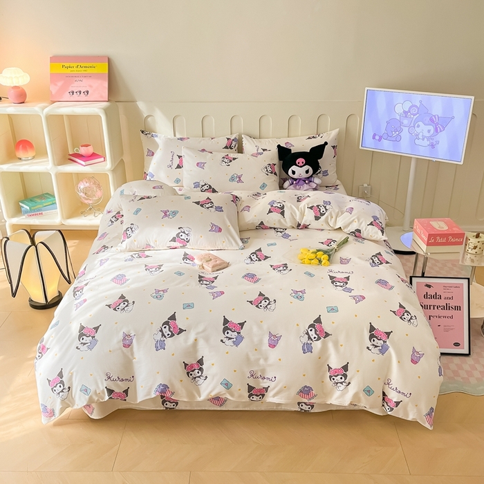 91家纺网 家纺一手货源 找家纺 博雅 2023新款三丽鸥卡通全棉四件套系列-第三批 甜心库洛米