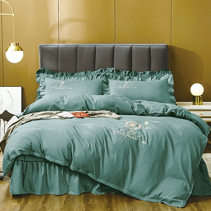 91家纺网 家纺一手货源 找家纺 （总）伊而梦蚊帐 2023新款仿真丝刺绣四件套--蒲公英之约