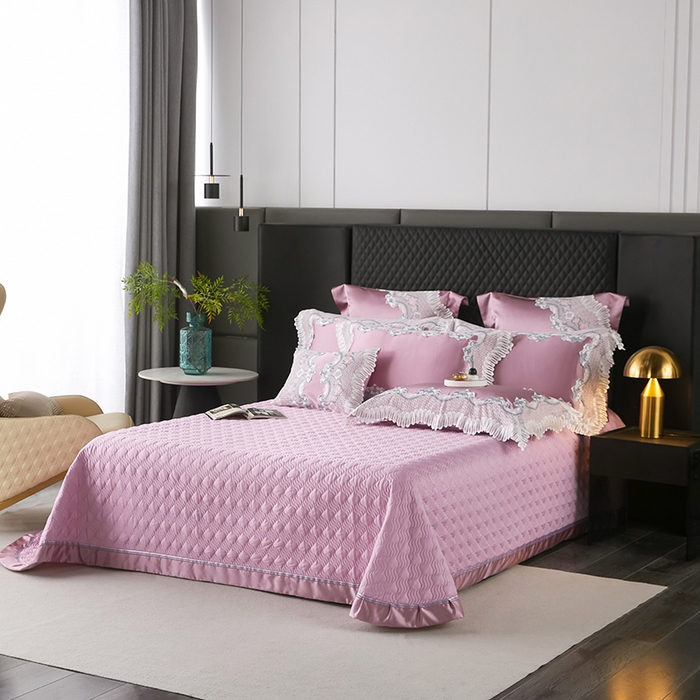 91家纺网 家纺一手货源 找家纺 （总）缔缦 2023新款A版真丝棉B版60s长绒棉高端蕾丝四件套系列-伊芙琳