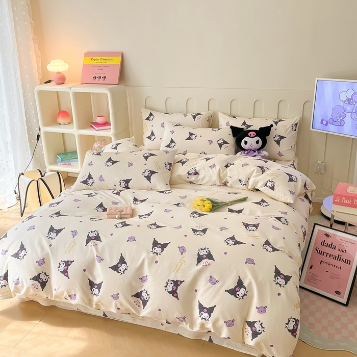 91家纺网 家纺一手货源 找家纺 博雅 2023新款三丽鸥卡通全棉四件套系列-第三批 甜美库洛米