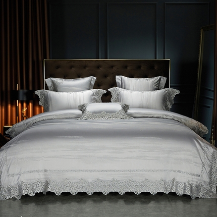 91家纺网 家纺一手货源 找家纺 （总）缔缦 2023新款A版真丝棉B版60s长绒棉高端蕾丝四件套系列-山水一城 