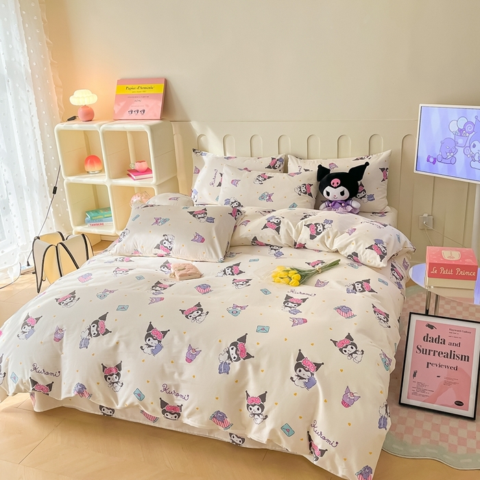 91家纺网 家纺一手货源 找家纺 博雅 2023新款三丽鸥卡通全棉四件套系列-第三批 甜心库洛米