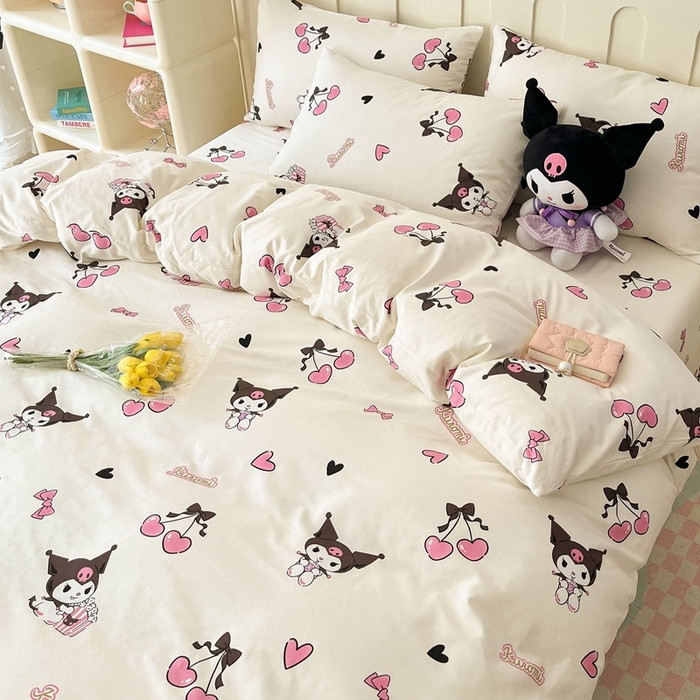 91家纺网 家纺一手货源 找家纺 博雅 2023新款三丽鸥卡通全棉四件套系列-第三批 爱心库洛米