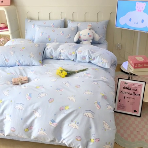 91家纺网 家纺一手货源 找家纺 博雅 2023新款三丽鸥卡通全棉四件套系列-第三批 甜心玉桂狗