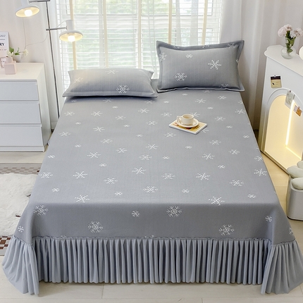 91家纺网 家纺一手货源 找家纺 伊而梦蚊帐 2024新款A类雪花冰豆豆床裙款凉席三件套 床裙-灰色