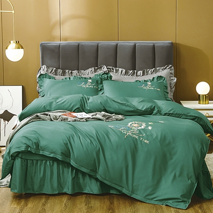 91家纺网 家纺一手货源 找家纺 （总）伊而梦蚊帐 2023新款仿真丝刺绣四件套--蒲公英之约