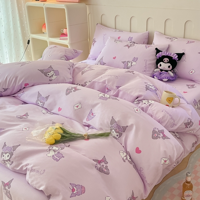 91家纺网 家纺一手货源 找家纺 博雅 2023新款三丽鸥卡通全棉四件套系列-第三批 辛巴与库洛米