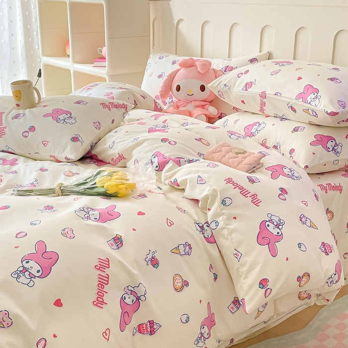 91家纺网 家纺一手货源 找家纺 博雅 2023新款三丽鸥卡通全棉四件套系列-第三批 草莓美乐蒂