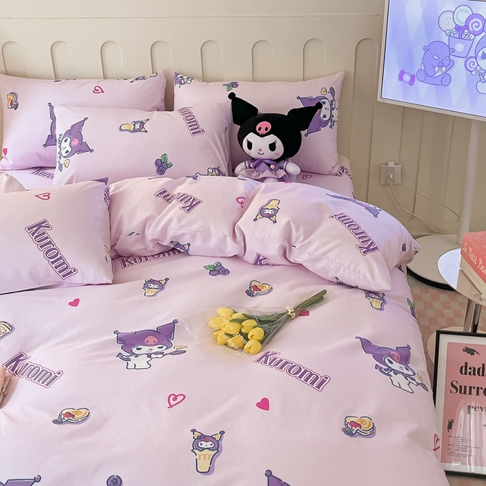 91家纺网 家纺一手货源 找家纺 博雅 2023新款三丽鸥卡通全棉四件套系列-第三批 多彩库洛米