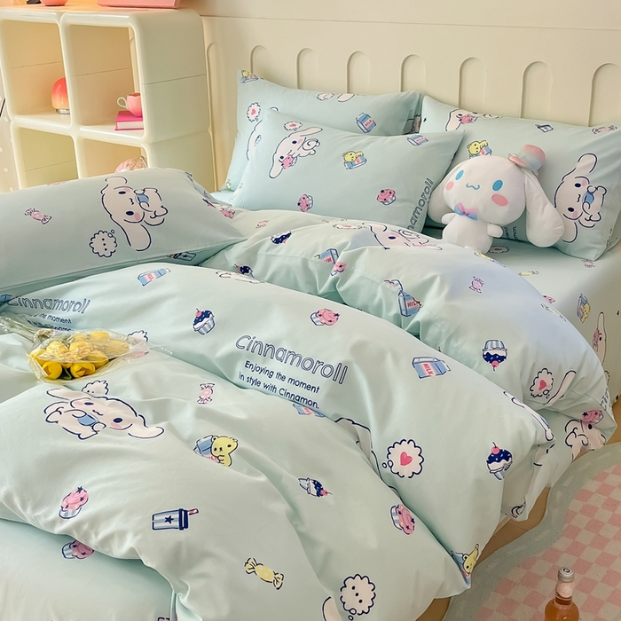 91家纺网 家纺一手货源 找家纺 博雅 2023新款三丽鸥卡通全棉四件套系列-第三批 甜品玉桂狗