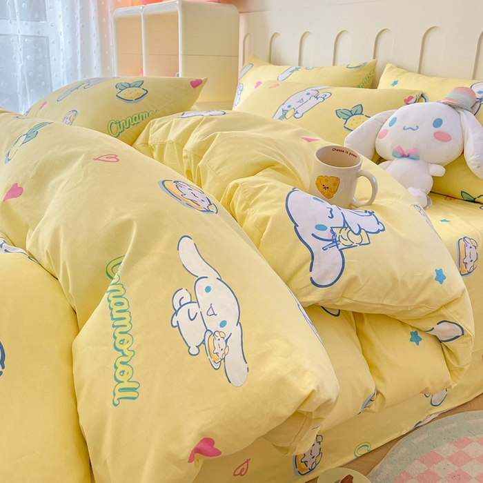 91家纺网 家纺一手货源 找家纺 博雅 2023新款三丽鸥卡通全棉四件套系列-第三批 欢乐玉桂狗