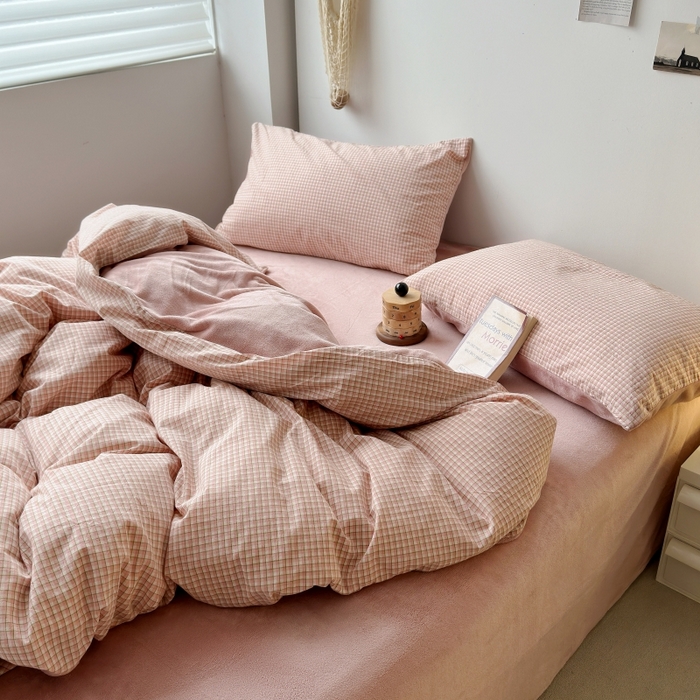 91家纺网 家纺一手货源 找家纺 水洗的故事 2023新款色织水洗棉牛奶绒双用四件套 西西里