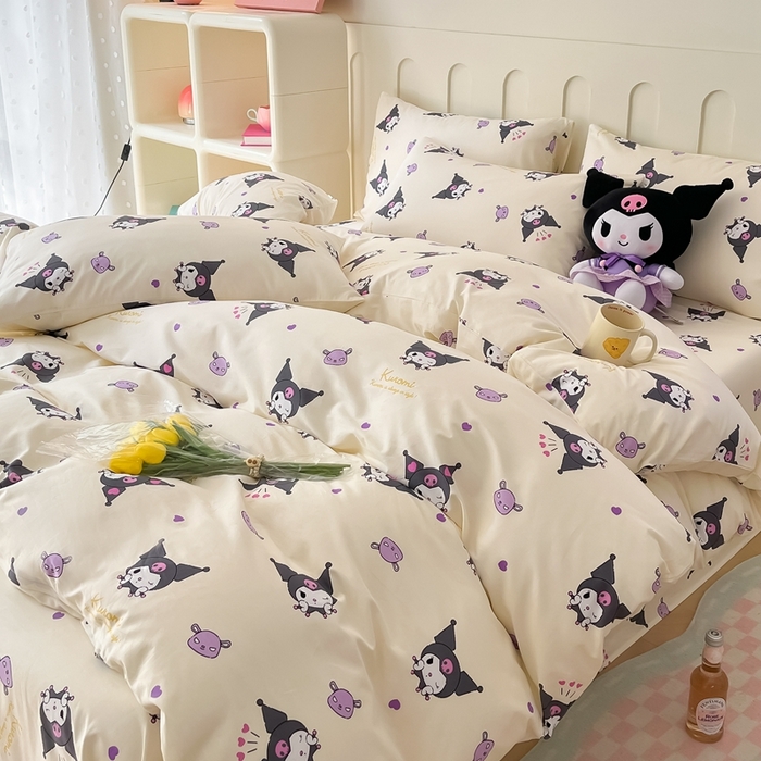 91家纺网 家纺一手货源 找家纺 博雅 2023新款三丽鸥卡通全棉四件套系列-第三批 甜美库洛米