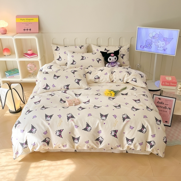 91家纺网 家纺一手货源 找家纺 博雅 2023新款三丽鸥卡通全棉四件套系列-第三批 甜美库洛米