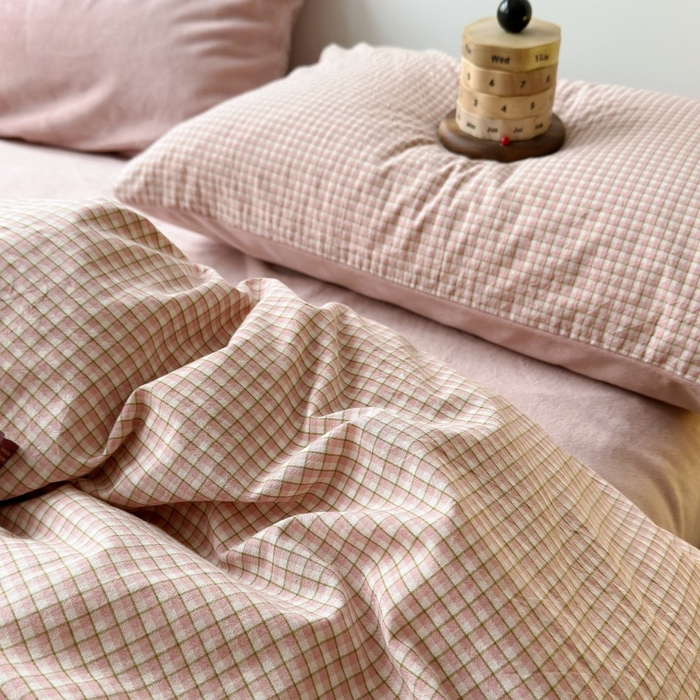 91家纺网 家纺一手货源 找家纺 水洗的故事 2023新款色织水洗棉牛奶绒双用四件套 西西里