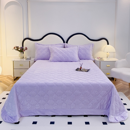 优乐家纺 2025新款高克重宝宝绒夹棉床盖系列三件套 爱丽丝-浪漫紫