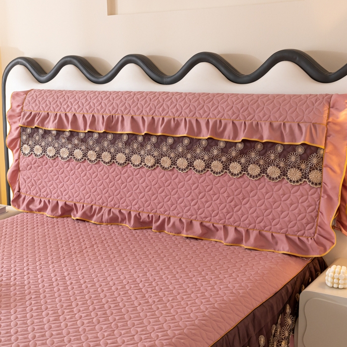 91家纺网 家纺一手货源 找家纺 靓生活 2023新款磨毛夹棉床头罩-金玉良缘 豆沙