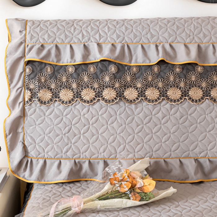 91家纺网 家纺一手货源 找家纺 靓生活 2023新款磨毛夹棉床头罩-金玉良缘 绅士灰