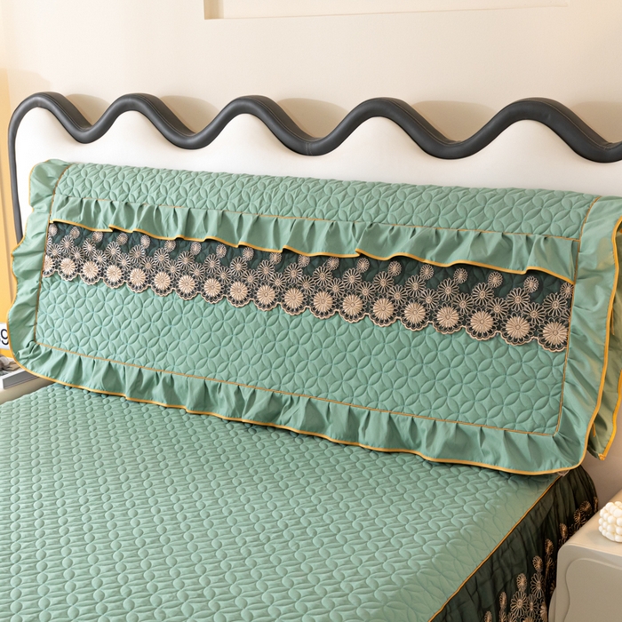 91家纺网 家纺一手货源 找家纺 靓生活 2023新款磨毛夹棉床头罩-金玉良缘 果绿