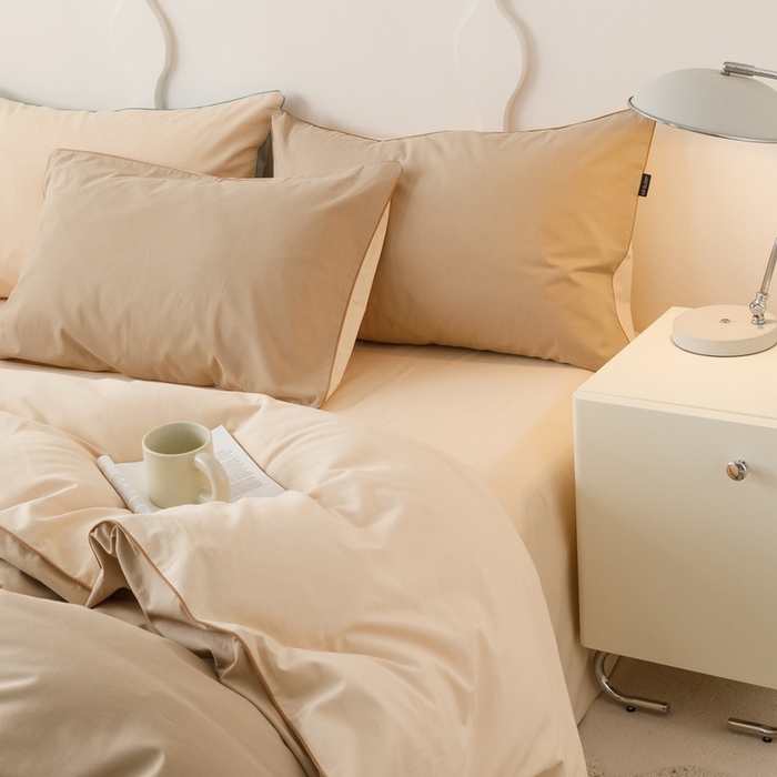 91家纺网 家纺一手货源 找家纺 卡姿家纺 2023新款秋冬32支澳棉磨毛维拉系列 枕套 米粽+可可蛋奶