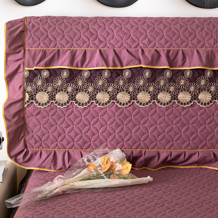 91家纺网 家纺一手货源 找家纺 靓生活 2023新款磨毛夹棉床头罩-金玉良缘 优雅紫