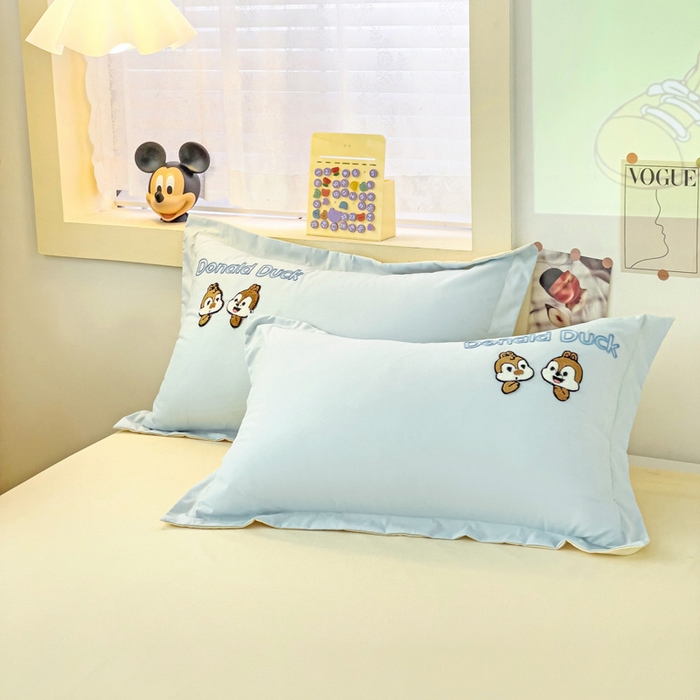 91家纺网 家纺一手货源 找家纺 （总）娜娜 2023新款水洗磨毛毛巾绣四件套-唐老鸭