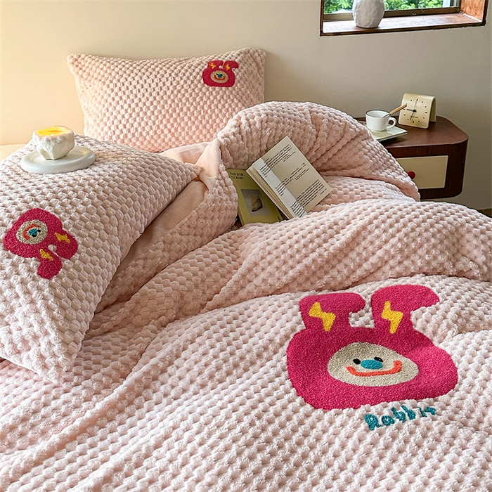 91家纺网 家纺一手货源 找家纺 （总）洋铭区（原狠狠爱） 2023新款加厚豆豆绒牛奶绒四件套