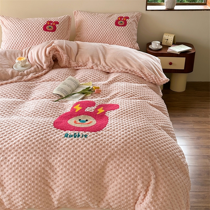 91家纺网 家纺一手货源 找家纺 （总）洋铭区（原狠狠爱） 2023新款加厚豆豆绒牛奶绒四件套