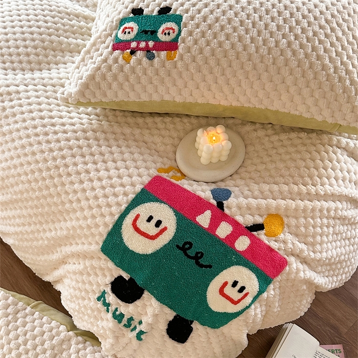 91家纺网 家纺一手货源 找家纺 洋铭区（原狠狠爱） 2023新款加厚豆豆绒牛奶绒四件套 海贝奶白