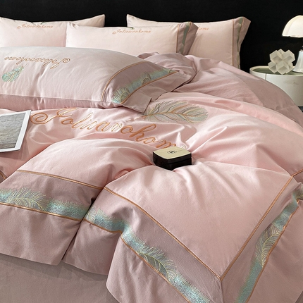 91家纺网 家纺一手货源 找家纺  （总） A类母婴级加厚纯棉磨毛四件套全棉刺绣床笠款轻奢风床上用品