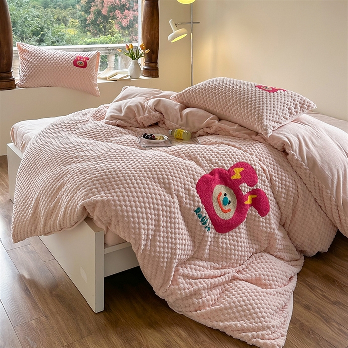 91家纺网 家纺一手货源 找家纺 （总）洋铭区（原狠狠爱） 2023新款加厚豆豆绒牛奶绒四件套