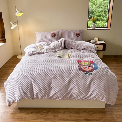 91家纺网 家纺一手货源 找家纺 （总）洋铭区（原狠狠爱） 2023新款加厚豆豆绒牛奶绒四件套