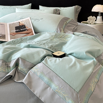 91家纺网 家纺一手货源 找家纺  （总） A类母婴级加厚纯棉磨毛四件套全棉刺绣床笠款轻奢风床上用品