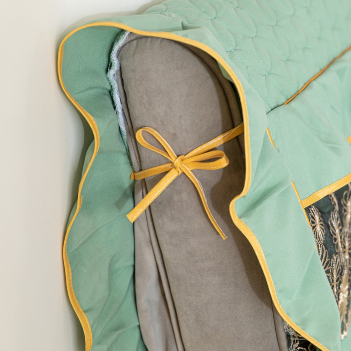 91家纺网 家纺一手货源 找家纺 靓生活 2023新款磨毛夹棉床头罩-金玉良缘 果绿