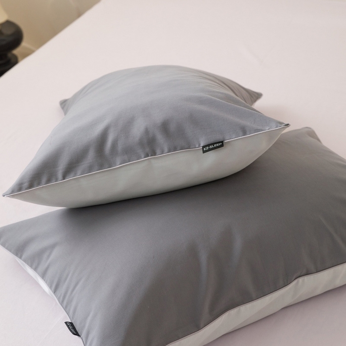 91家纺网 家纺一手货源 找家纺 卡姿家纺 2023新款秋冬32支澳棉磨毛维拉系列 枕套 蓝莓+淡雅灰