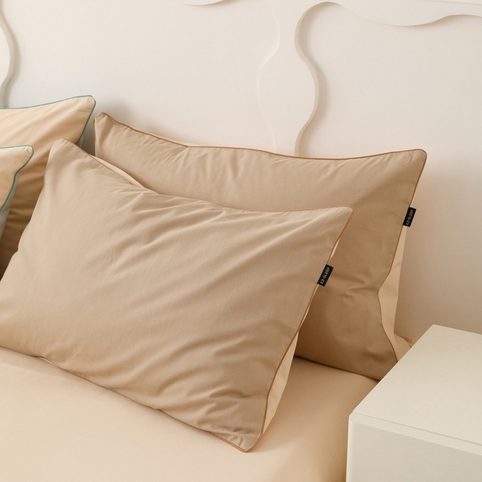 91家纺网 家纺一手货源 找家纺 卡姿家纺 2023新款秋冬32支澳棉磨毛维拉系列 枕套 米粽+可可蛋奶