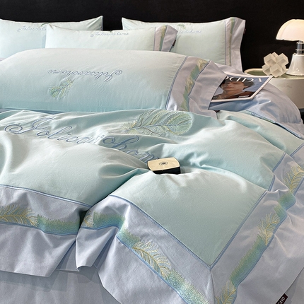 91家纺网 家纺一手货源 找家纺  （总） A类母婴级加厚纯棉磨毛四件套全棉刺绣床笠款轻奢风床上用品