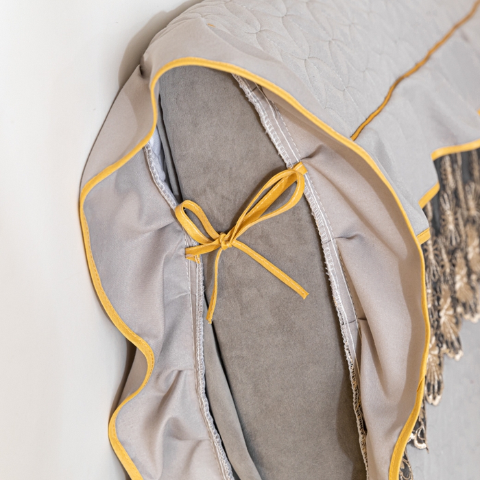 91家纺网 家纺一手货源 找家纺 靓生活 2023新款磨毛夹棉床头罩-金玉良缘 绅士灰