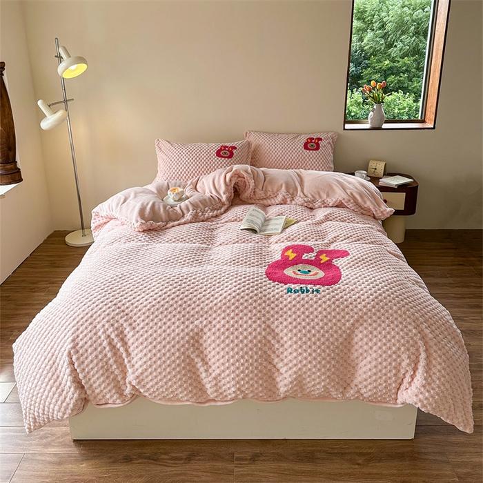 91家纺网 家纺一手货源 找家纺 （总）洋铭区（原狠狠爱） 2023新款加厚豆豆绒牛奶绒四件套