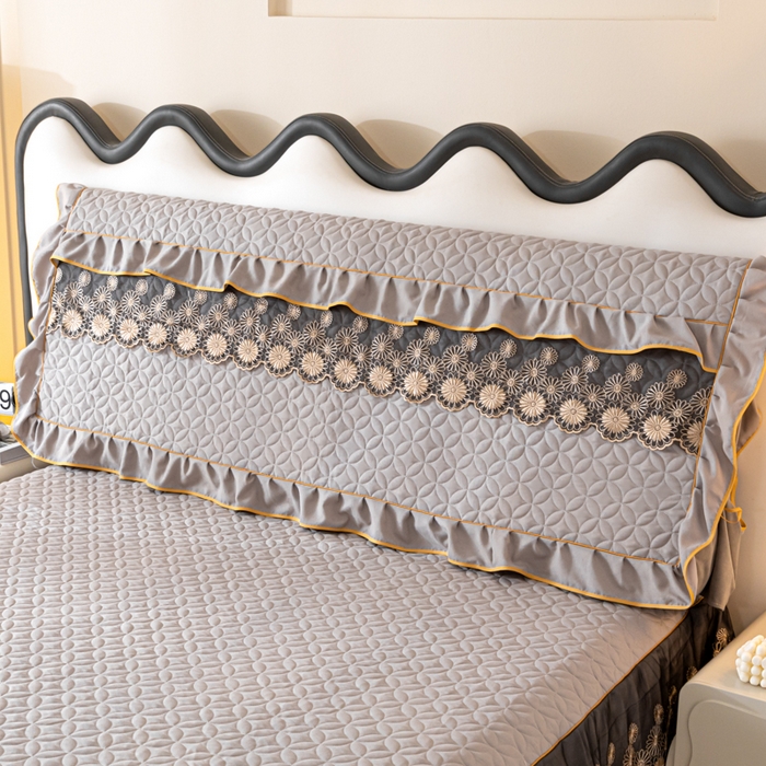 91家纺网 家纺一手货源 找家纺 靓生活 2023新款磨毛夹棉床头罩-金玉良缘 绅士灰