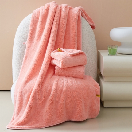 百花毛巾 2023新款抗菌吸水套巾 粉色浴巾