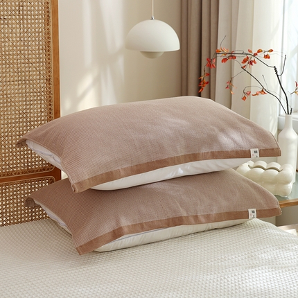 91家纺网 家纺一手货源 找家纺 （总）朴尔家纺-毛巾被 2023年新款全棉无印风纱布毛圈加厚色织提花枕巾