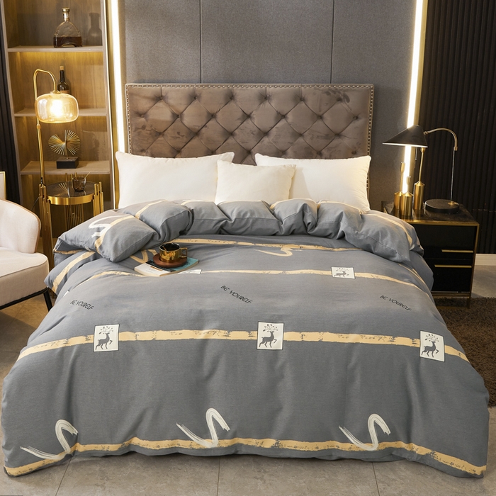 91家纺网 家纺一手货源 找家纺 伊而梦 2023新款全棉磨毛印花四件套系列四件套 锦瑟-灰