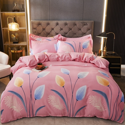 伊而梦 2023新款全棉磨毛印花四件套系列四件套 香兰草-粉