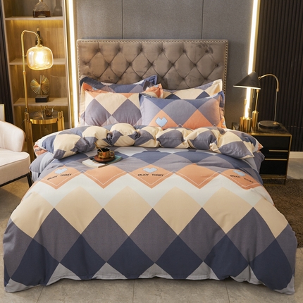 伊而梦 2023新款全棉磨毛印花四件套系列四件套 乐享时光-桔