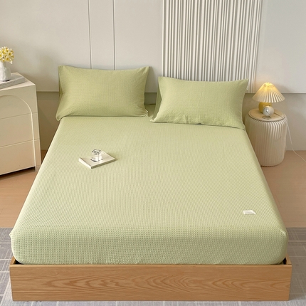 91家纺网 家纺一手货源 找家纺 （总）春皖家纺 2023新款全棉华夫格单床笠-风格一