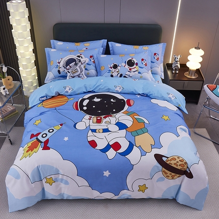 艺家源家纺 2023新款全棉卡通幼儿园三件套四件套 星际旅行