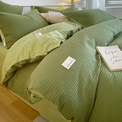 91家纺网 家纺一手货源 找家纺 （总）春皖家纺 2023新款全棉华夫格四件套-风格一